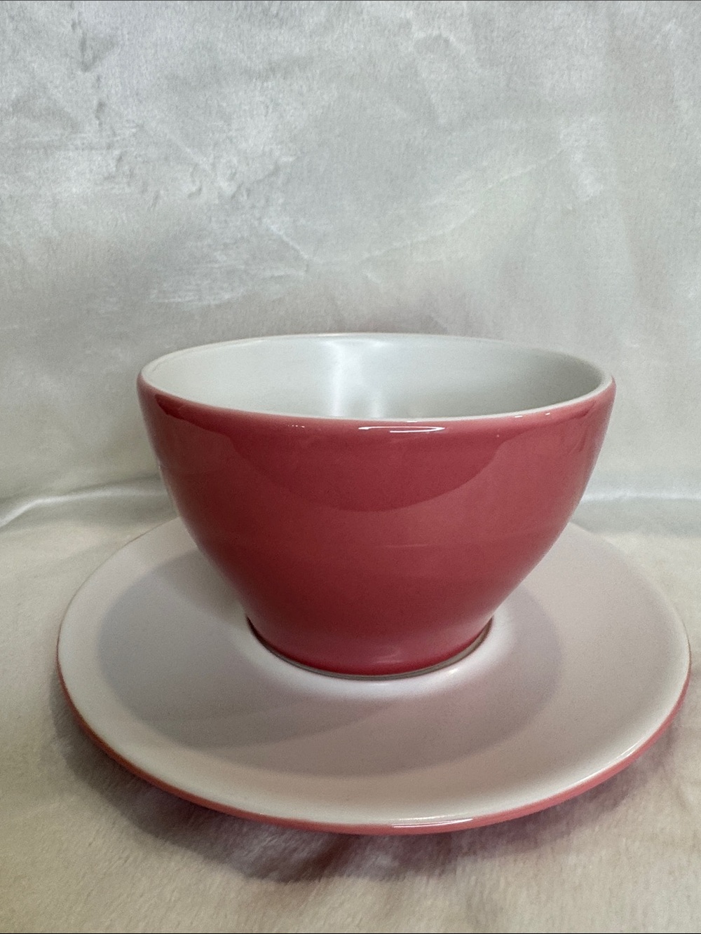 Starbucks Cup & Saucer Set Pink Hearts 2005 Large 16 oz. Vintage - Picture 2 of 11